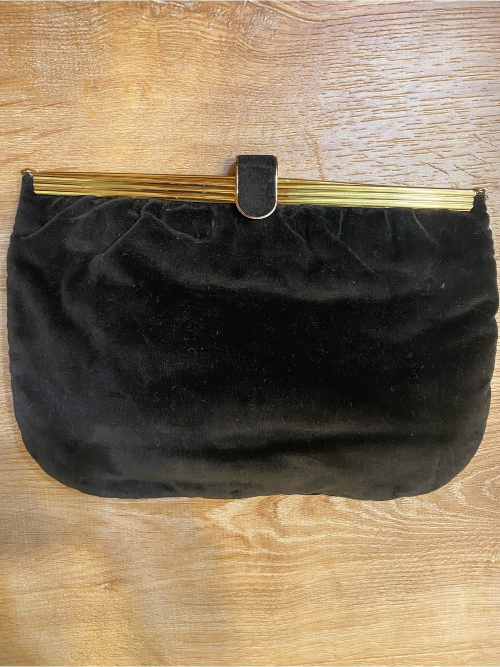 Vintage brown Velvet Frame Clutch with Gold Trim